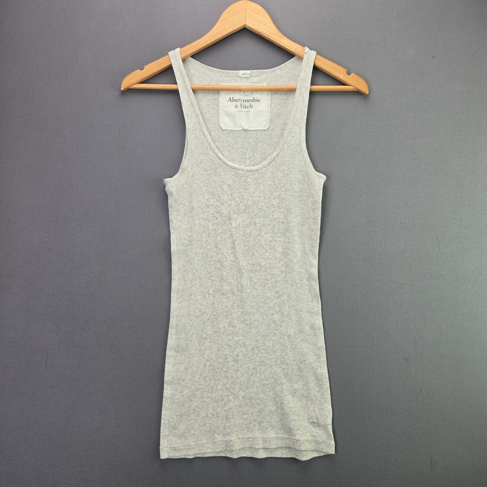 Abercrombie & Fitch Tank Top Ribbed Scoop Neck L Gray Vintage Y2K Basic Tank